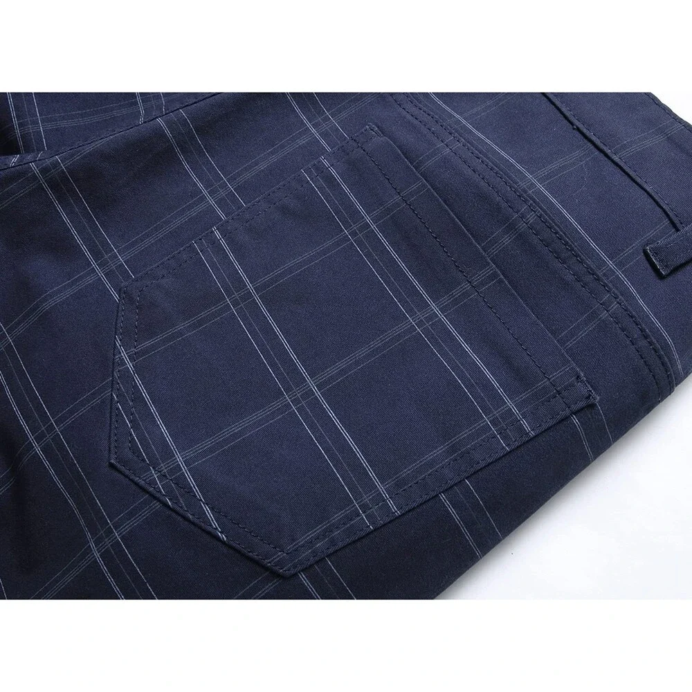 YIHUILONG Men's Plaid Pants Stretch Slim Fit Dress Skinny Flat-front 34WX32L